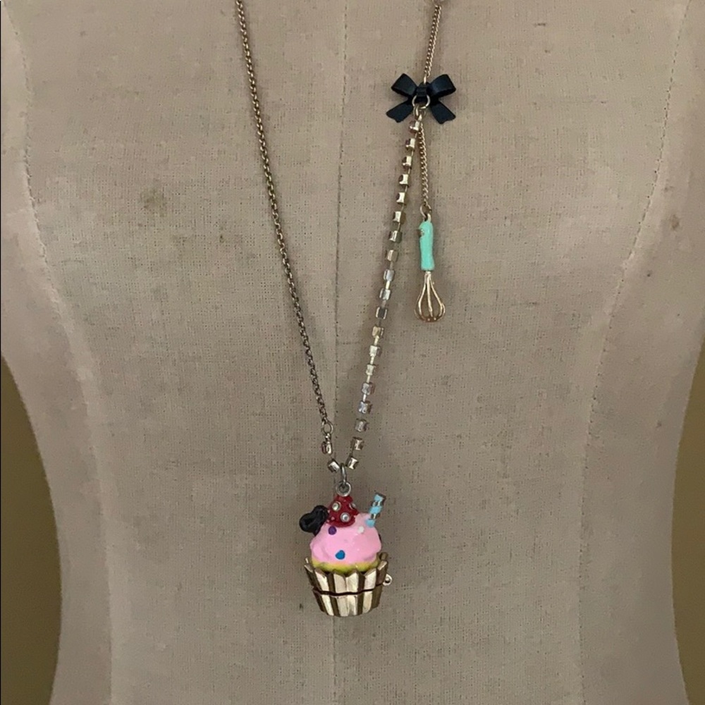 Betsey Johnson Long Cupcake Pendant Necklace